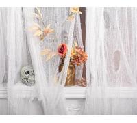 2x5M Halloween Creepy Cloth, White Large Size Halloween Scary Spooky Cloth, Windows Doorways Cover Gauze for Party Haunted House Decorations