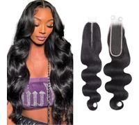 2x6 HD Lace Closure 20 Inch SKINLIKE 0.09mm Ultra-thin Invisible Real Swiss Lace Closure Only Body Wave Virgin Human Hair Pre-Plucked with Baby Hair