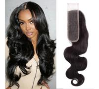 2x6 HD Lace Closure Body Wave Human Hair 2 by 6 Real Transparent Lace Closure Invisible Bleached Knots Pre Plucked with Baby Hair Natural Hairline 14 Inch