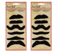 2x6 pcs Black Assorted False Moustaches Stick On Fancy Dress Costume Accessory for Men and Women - Bundled by Smart Cutie