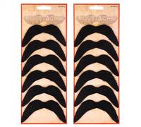 2x6 pcs Black Fake Moustaches Stick On Fancy Dress Costume Accessory for Men and Women - Bundled by Smart Cutie