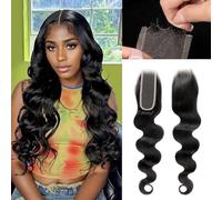 2X6 REAL HD Lace Closure Body Wave Human Hair 0.095mm Ultra-thin Invisible SKINLIKE HD Front Lace Closure Human Hair Pre Plucked Hairline Closure 18inch (Natural Black)