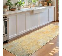 2x6 Rug Runners for Hallways Kitchen Runner Rug Non Slip Washable Long Runner Rugs with Rubber Backing Soft Abstract Carpet Runner for Hallways, Kitchen, Bathroom, Entryway (Orange, Silver & Gray)