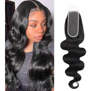 2x6 Transparent Lace Closure Body Wave Human Hair 100% Brazilian Virgin Unprocessed Middle Part Human Hair Kim K Closure With BabyHair Natural Color 10Inch