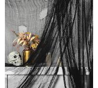 2x7.6M Halloween Creepy Cloth, Black Large Size Halloween Scary Spooky Cloth, Windows Doorways Cover Gauze for Party Haunted House Decorations