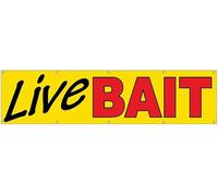 2x8 Feet LIVE BAIT Banner Sign Fabric Polyester with Grommets yb