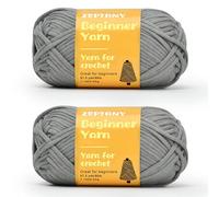 2x87.5 yds Beginner Easy Yarn, Crochet & Knitting Yarn for Beginners with Easy-to-See Stitches, Worsted-Weight Medium #4;Cotton Blend Yarn for Amigurumi DIY-Light Gray