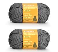 2x87.5 yds Beginner Easy Yarn, Crochet & Knitting Yarn for Beginners with Easy-to-See Stitches, Worsted-Weight Medium #4;Cotton Blend Yarn for Amigurumi DIY-Dark Gray