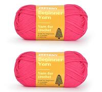 2x87.5 yds Beginner Easy Yarn, Crochet & Knitting Yarn for Beginners with Easy-to-See Stitches, Worsted-Weight Medium #4;Cotton Blend Yarn for Amigurumi DIY-Dark Rose red