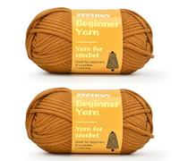 2x87.5 yds Beginner Easy Yarn, Crochet & Knitting Yarn for Beginners with Easy-to-See Stitches, Worsted-Weight Medium #4;Cotton Blend Yarn for Amigurumi DIY-Brown