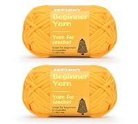 2x87.5 yds Beginner Easy Yarn, Crochet & Knitting Yarn for Beginners with Easy-to-See Stitches, Worsted-Weight Medium #4;Cotton Blend Yarn for Amigurumi DIY-Yellow
