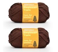 2x87.5 yds Beginner Easy Yarn, Crochet & Knitting Yarn for Beginners with Easy-to-See Stitches, Worsted-Weight Medium #4;Cotton Blend Yarn for Amigurumi DIY-Coffee