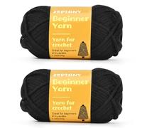 2x87.5 yds Beginner Easy Yarn, Crochet & Knitting Yarn for Beginners with Easy-to-See Stitches, Worsted-Weight Medium #4;Cotton Blend Yarn for Amigurumi DIY-Black