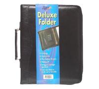 2XA4 Black Deluxe Leather Look Business Conference Ring Binder Portfolio