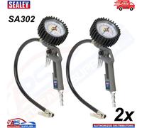2xAir Line Tyre Inflator 0-175psi Sealey SA302 Pressure Gauge 1/4"BSP Connector