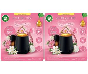 2xAir Wick Aroma Essential Oil Mist Kit, Diffuser & Refill - Peony & Jasmine