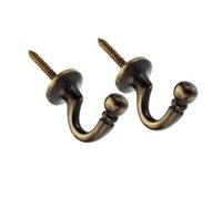 2XBall Metal Curtain Tie Back Hooks, Antique Brass, Medium, Pair
