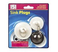 2XBathroom & Kitchen Rubber Sink Plugs - 3 Pack Fits Most Plugs by 151