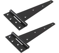 2XBlack Heavy Duty Tee Hinges - Long Gate/Shed/Door T Hinges 250mm,300mm (250 mm Tee Hinges (Black))