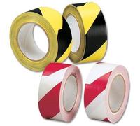 2XBlack/Yellow Hazard Tape, Soft PVC, Internal Use | Width 50mm, Length 33m