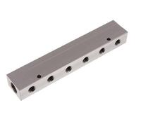 2xG 1/2'' x 12xG 1/4'' Aluminium Distributor Block Double-sided 16 Bar