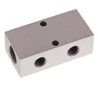 2xG 1/2'' x 4xG 1/4'' Aluminium Distributor Block Double-sided 16 Bar