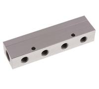 2xG 1/2'' x 8xG 1/4'' Aluminium Distributor Block Double-sided 16 Bar