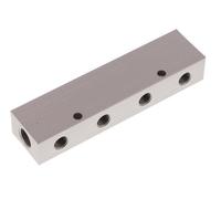 2xG 1/4'' x 8xG 1/8'' Aluminium Distributor Block Double-sided 16 Bar
