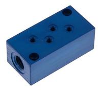 2xG 1/4'' x 8xM5 Aluminium Distributor Block One-sided 16 Bar