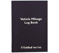 2XGuildhall Vehicle Mileage Log Book, 60 Pages, Black Vinyl Cover