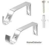 2Xheavy Duty Metal Curtain Pole Brackets 19mm Wall Support