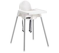 2XHighchair with Tray, Safety Belt, White/Silver Colour
