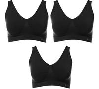 (2XL) 3 Pack Bonds Womens Seamless Wireless Wire Free Black Comfy Crop Bra WVLHY Bulk