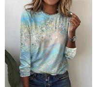 (2XL, as the picture) Elegant Women Blouses 3D Flower Print Long Sleeve Tops Autumn And Winter Female T-shirts Oversized Y2k Clothes For Girls