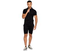 (2XL, Black) Enzo Mens Polo Tracksuit Set