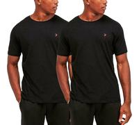 Farah Mens Dani 2 Pack Casual Cotton Crew Neck Lounge T-Shirt Top Tee - Black XXL
