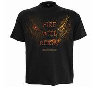 (2XL, Black) HOD 2 - FIRE WILL REIGN - Front Print T-Shirt Black