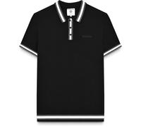 (2XL, Black) Lambretta Mens Tipped Knit Short Sleeve Polo Shirt