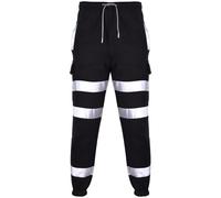 (2XL, Black) Mens High Visibility Safe Work Reflective Trousers