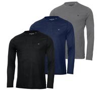 (2XL, Black/Navy/Silver) Calvin Klein Mens 2022 Assorted Long Sleeve 3 Pack Breathable Wicking T-Shirt