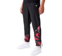 (2XL, Black) New Era Mens Chicago Bulls All Over Pattern Panel Joggers Track Pants - Black