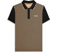 (2XL, Black/Nomad) Lambretta Mens Two Tone All Over Print Short Sleeve Polo Shirt Top