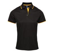 Premier Womens/Ladies Contrast Coolchecker Polo Shirt (Black/Sunflower) - Size 2XL