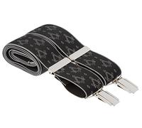 2XL Black Trouser Braces 35mm Wide Elastic 4 Strong Silver Clips with Freemason Masonic Design with Square and Compass 52 Inches Long Adjustable