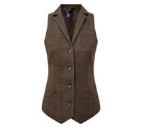 (2XL, Brown Check) Premier Womens/Ladies Herringbone Waistcoat