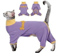 2XL Cat Onesies for Large Breeds - Purple,Sticky Hair Pajamas with Long Sleeves,Anti-Shedding & Anti-Licking Cat Clothes,Outing Wear Protecting The Skin,Indoor Sleeping Daily Wear