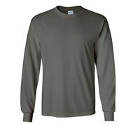 (2XL, Charcoal) Gildan Mens Plain Crew Neck Ultra Cotton Long Sleeve T-Shirt