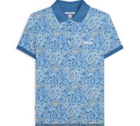 (2XL, Dark Blue) Lambretta Mens Paisley Brand Three Button Retro Short Sleeve Polo Shirt Top