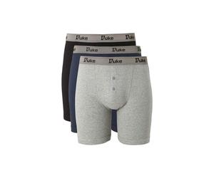 (2XL) Duke London Mens Boxer 3 Pack Black Grey Navy
