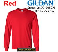 (2XL) Gildan Long Sleeve T-SHIRT Red Basic tee S - XXL Men's Ultra Cotton jumper